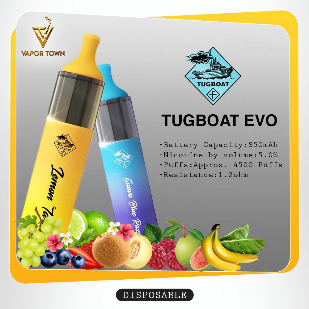 TUGBOAT EVO DISPOSABLE VAPE DEVICE (4500 PUFFS) - Vapetownuae