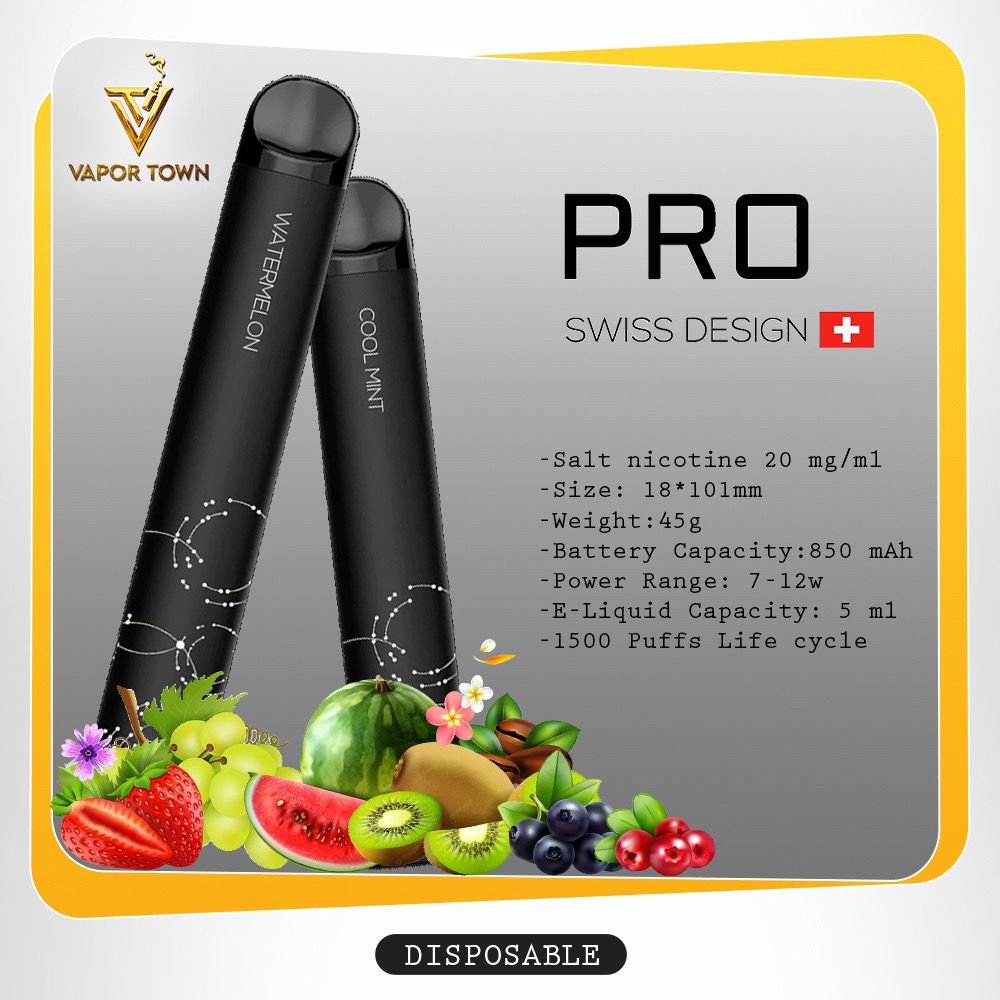 PRO SWISS DESIGN DISPOSABLE PEN (1500 PUFFS) - Vapetownuae